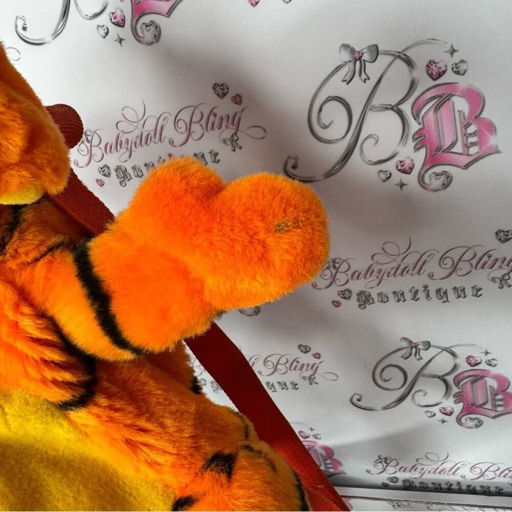Disney tiger backpack Orange and Black Plush Toy backpack vintage zip up